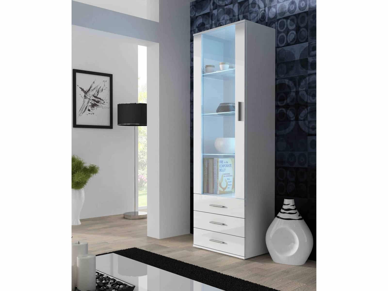 SOHO, vitrína vysoká S-1, bílý mat/bílý lesk