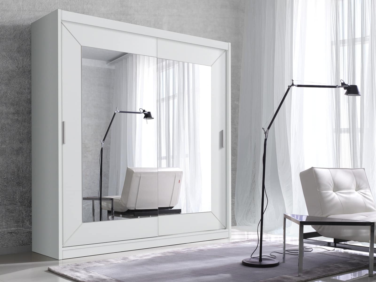 ALFA šatní skříň se zrcadlem 200 TYP 18, bílá