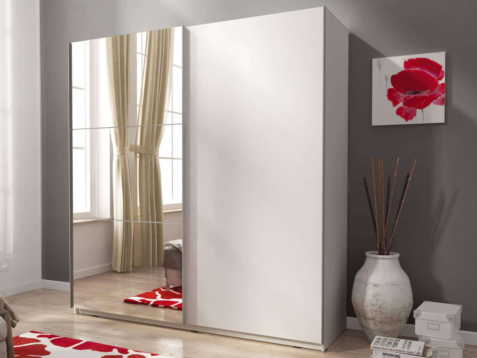 Skříň MIKA II se zrcadlem 150 cm, bílá