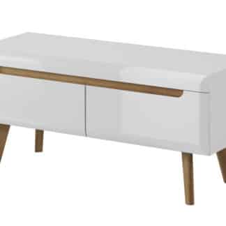 TV stolek NORDI NRTV107, bílá/bílý lesk/dub riviera