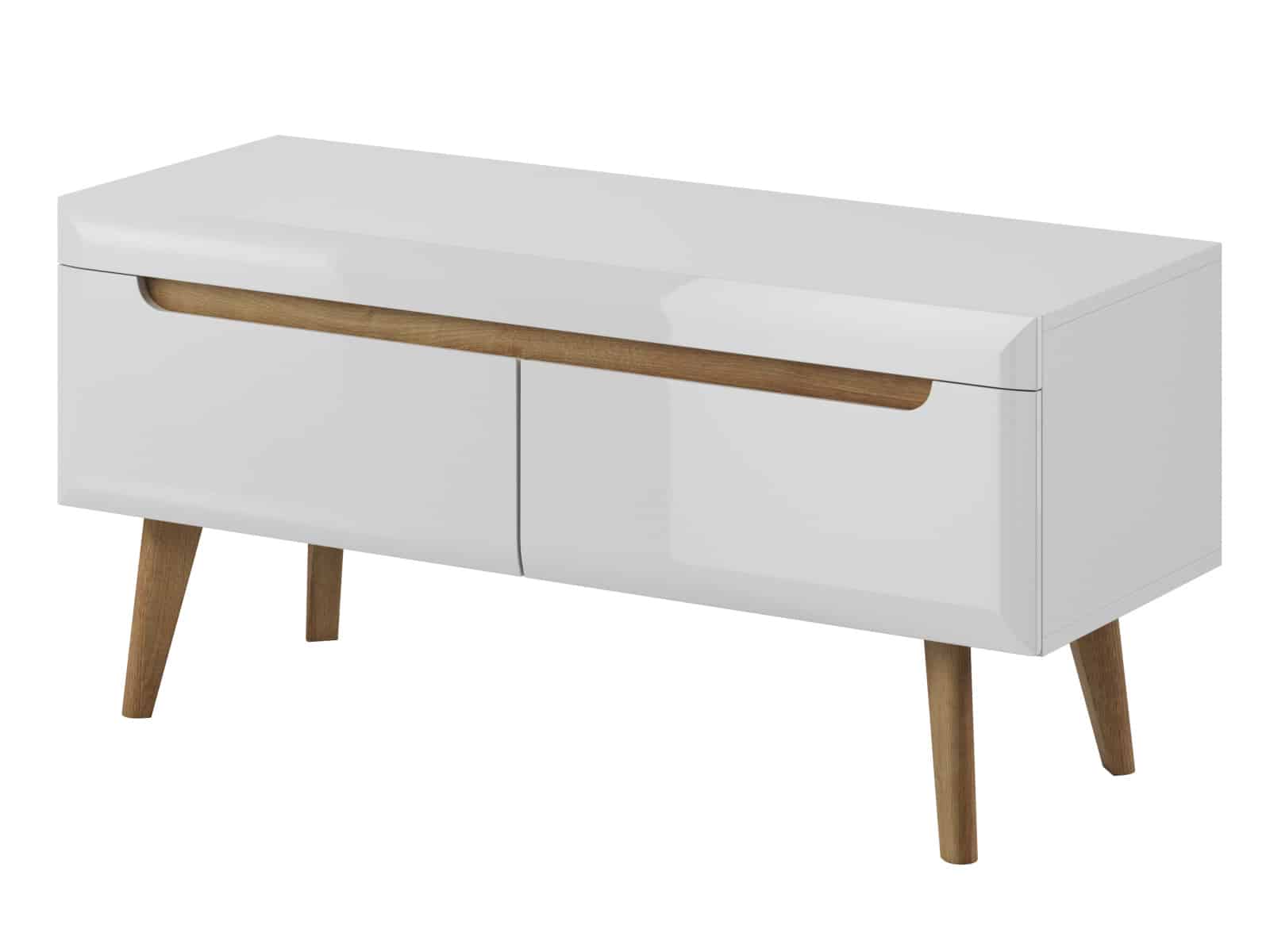 TV stolek NORDI NRTV107, bílá/bílý lesk/dub riviera