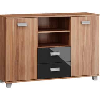 SOLO, komoda SOL-02, švestka wallis/černý lesk