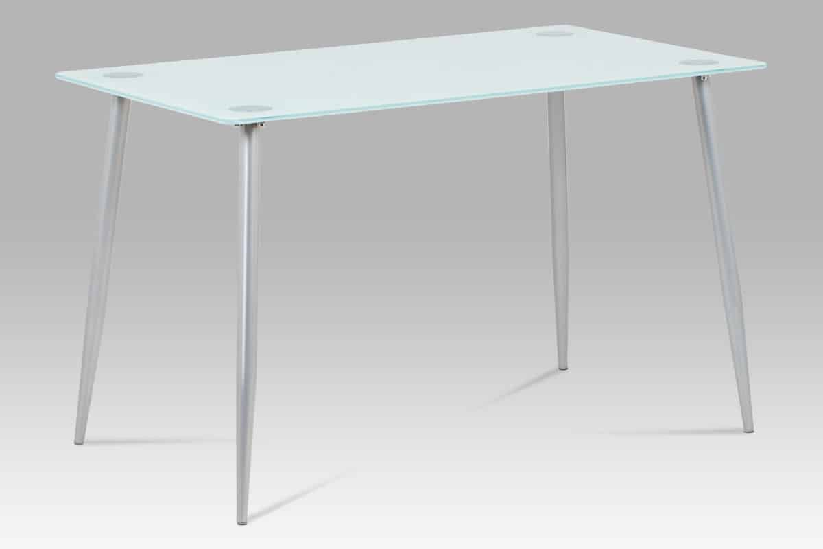 Jídelní stůl GDT-115 WT, mléčné sklo/šedý lak