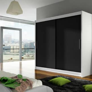 Šatní skříň BEGA I, bílý mat/černý mat