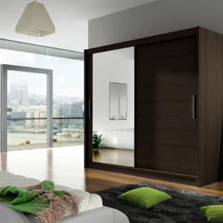 Šatní skříň BEGA VI, choco/zrcadlo