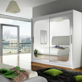 Šatní skříň BEGA VIII, bílý mat/zrcadlo