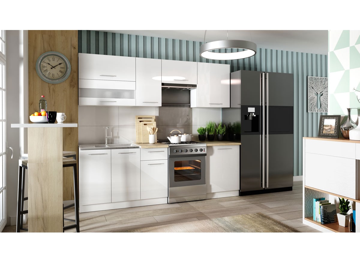 Kuchyně TIFFANY 180/240 cm, bílý lesk