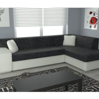 Rohová sedačka COMO pravá, černá látka/bílá ekokůže