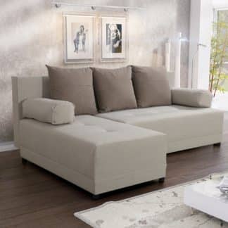 Rohová sedačka MAX 3 univerzální roh, světle béžová látka/světle hnědá látka