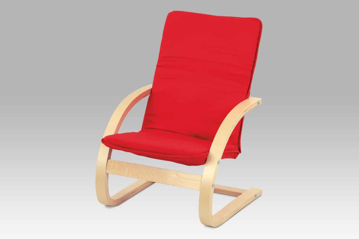 Dětské relaxační křeslo QR-06 RED, látka červená / přírodní