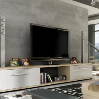 Televizní stolek MOLTON RTV, dub sonoma/bílý lesk