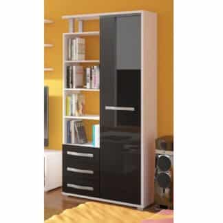 ANGEL skříň 1D3S, bílá/černý lesk