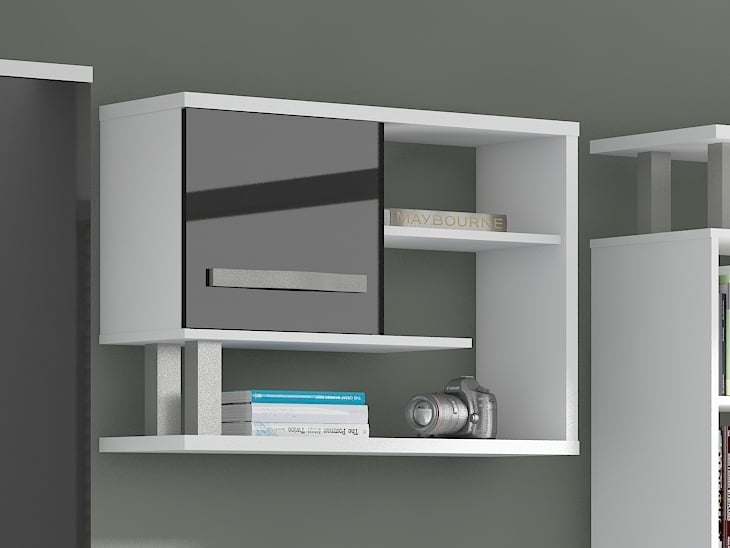 ANGEL závěsná skříňka 1D, bílá/černý lesk