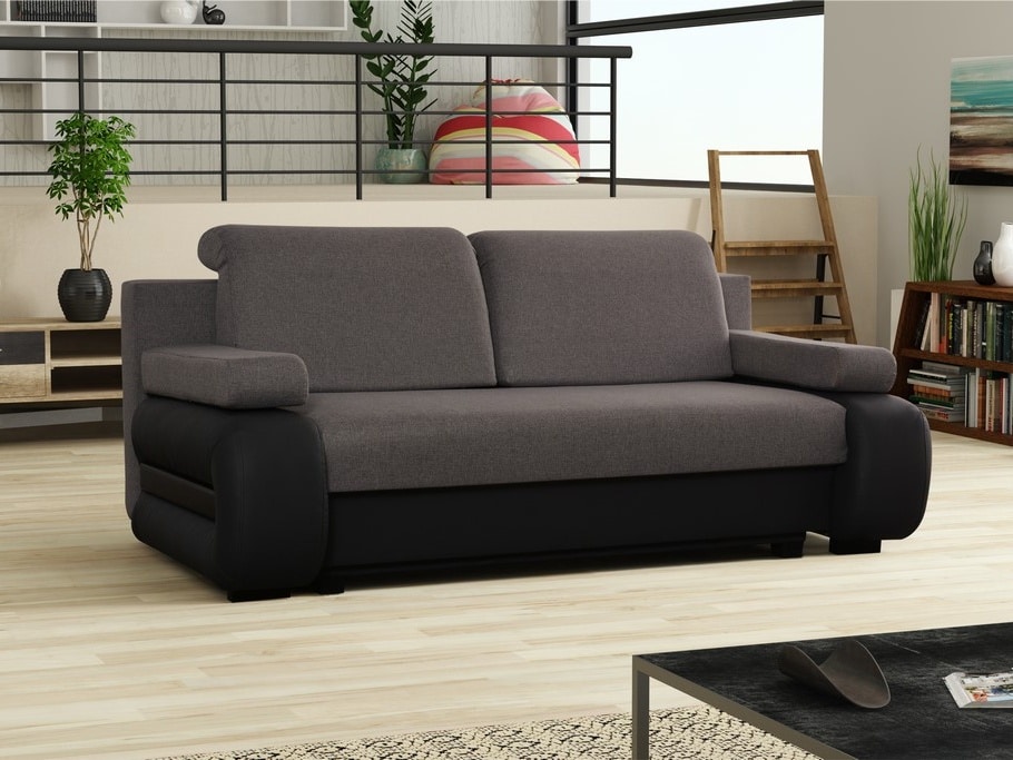 Rohová sedačka LATE 3 univerzální roh, světle šedá látka/tmavě šedá ekokůže