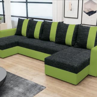 Rohová sedačka PRAGA U, černá látka/zelená látka