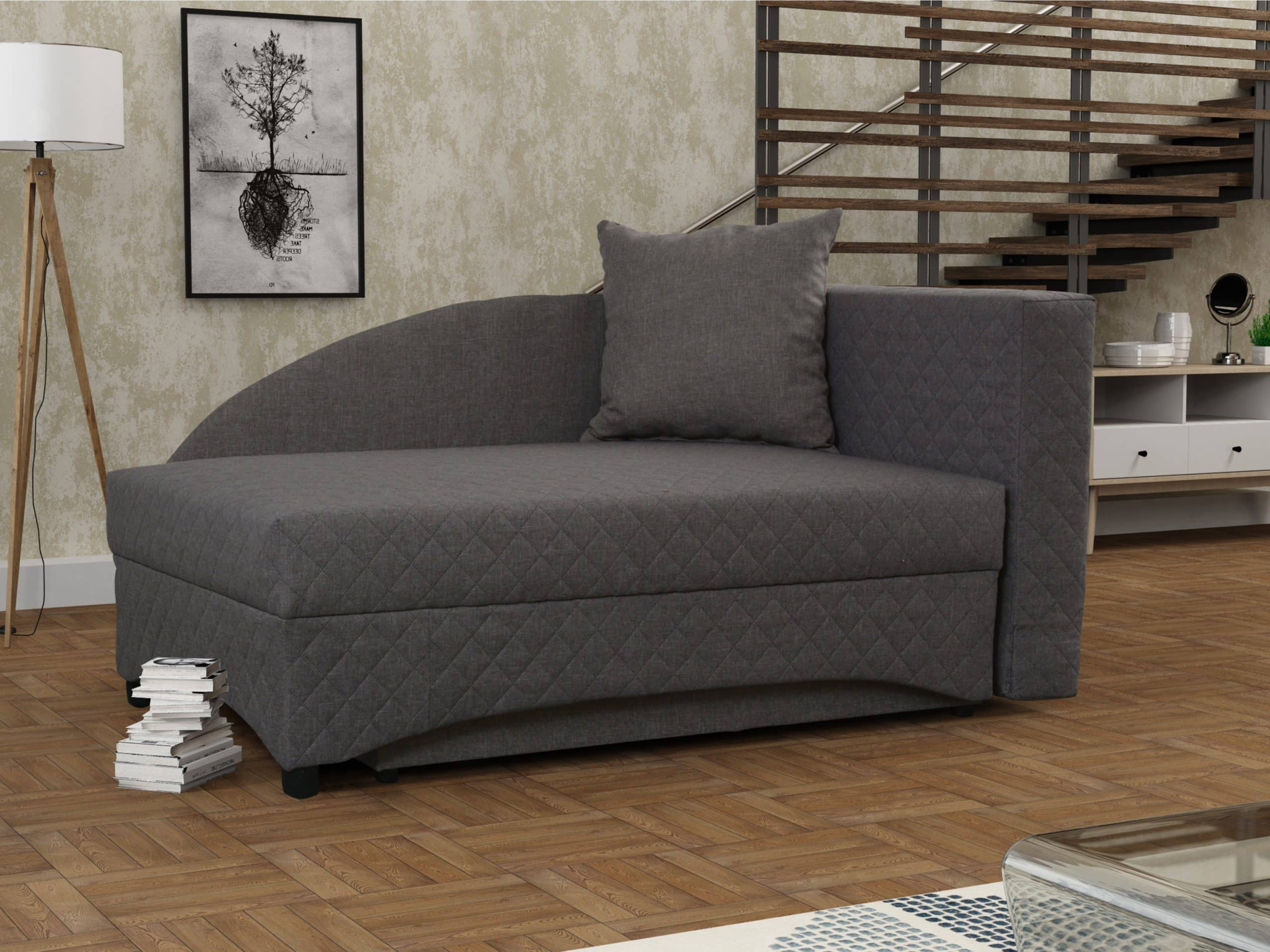 Pohovka LENA 2 pravá, šedá látka s prošitím/šedá látka