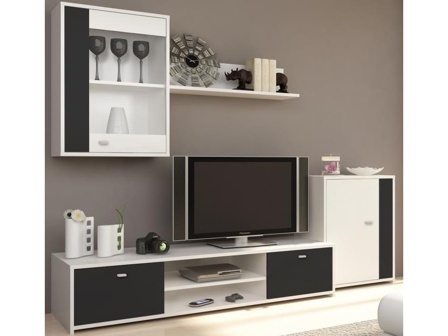 GENTA obývací stěna, bílá / černá