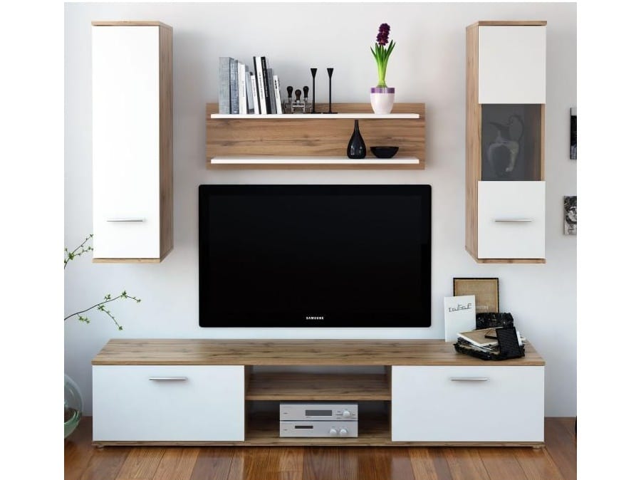 WAW obývací stěna, dub wotan / bílá