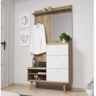 PRIMO předsíňová stěna, dub rivera/bílý mat