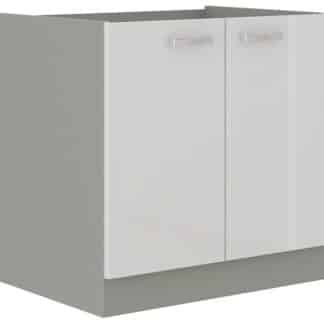 BIANKA, skříňka pod dřez 80 ZL 2F BB, šedá / bílý lesk