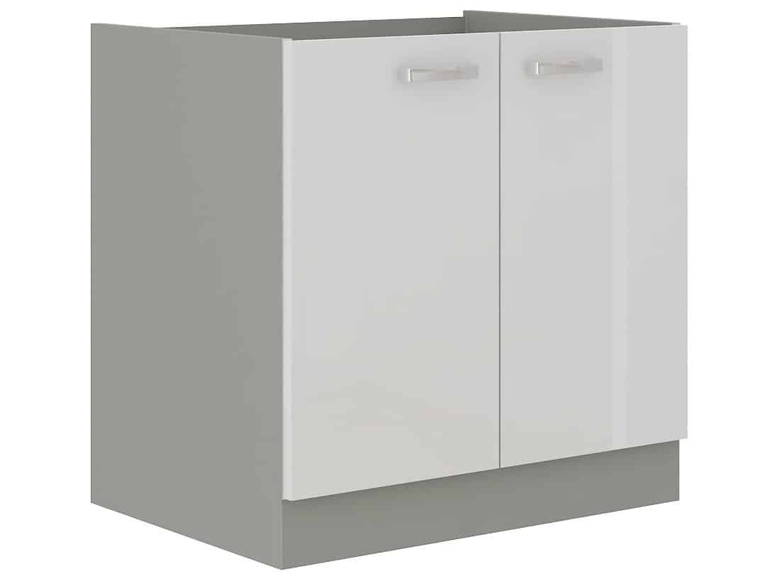 BIANKA, skříňka pod dřez 80 ZL 2F BB, šedá / bílý lesk
