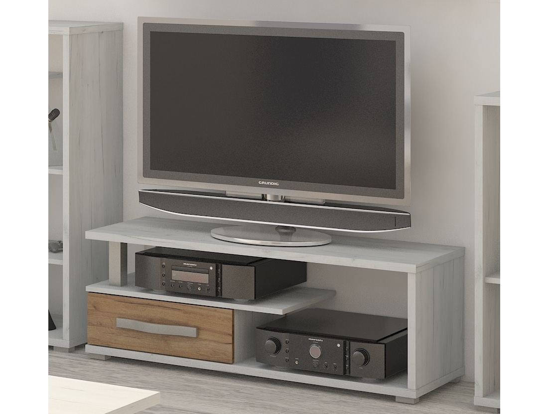 ANGEL TV stolek 1D, craft bílý/craft zlatý