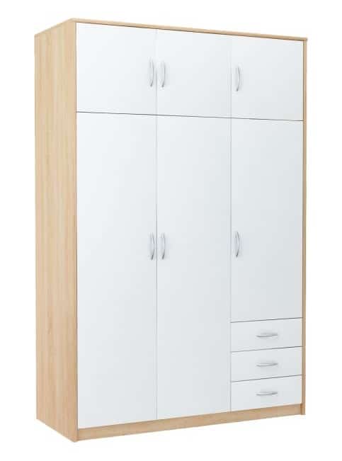 Šatní skříň VIKA 6D3SZ, dub sonoma/bílá