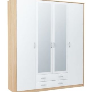 Šatní skříň VIKA 4D2S, dub sonoma/bílá