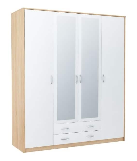 Šatní skříň VIKA 4D2S, dub sonoma/bílá