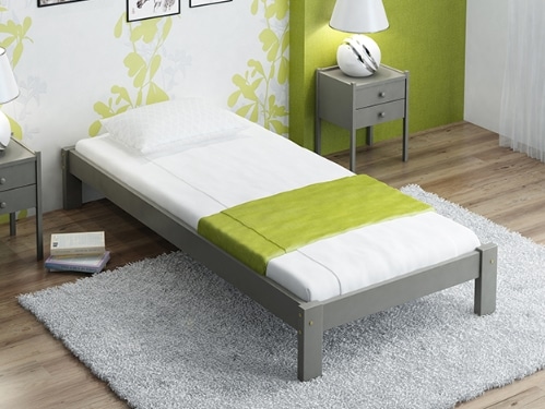 Postel LILIANA 90x200 s roštem, masiv borovice/moření šedá