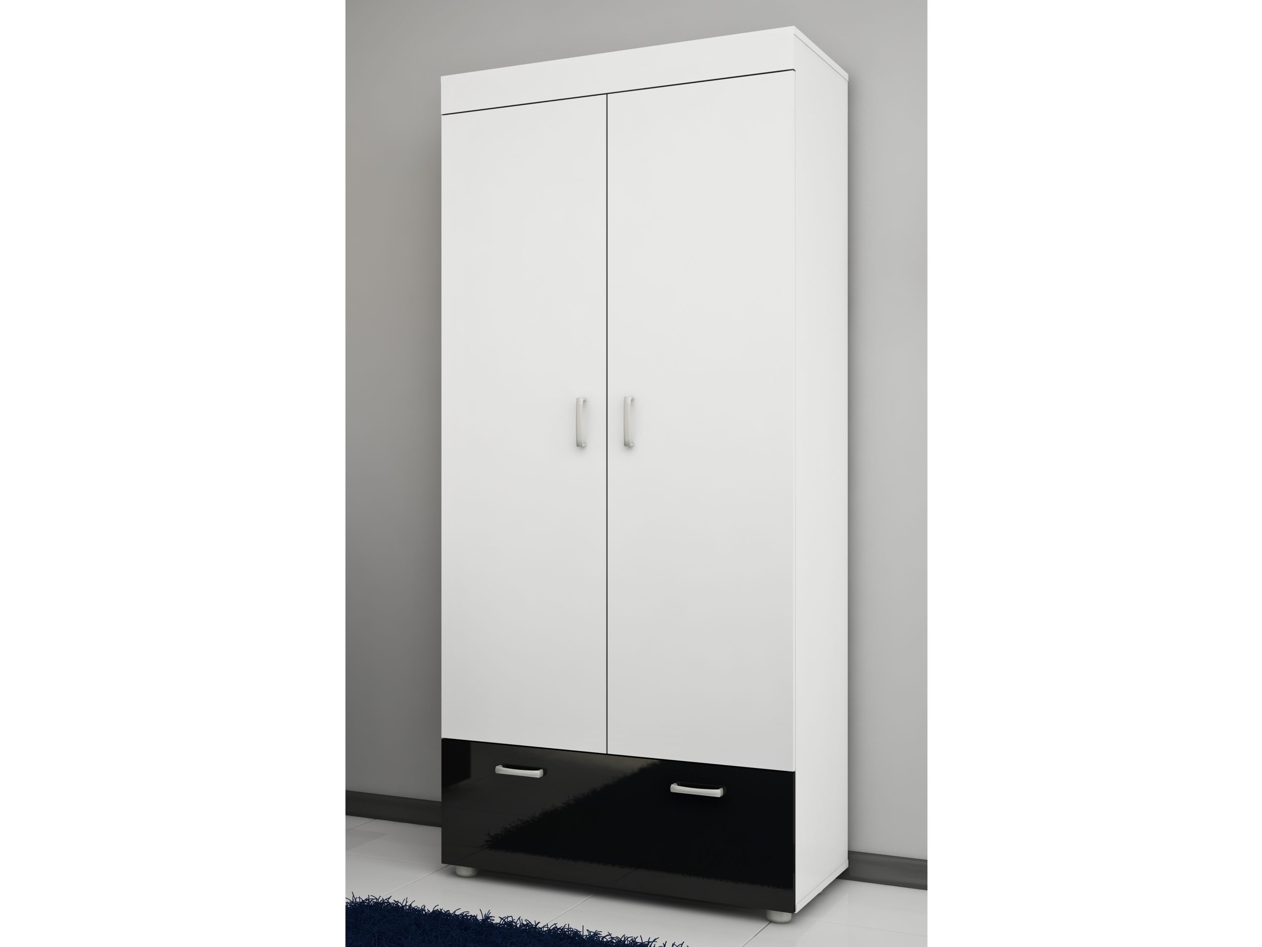 MAX, skříň, bílá/černý lesk