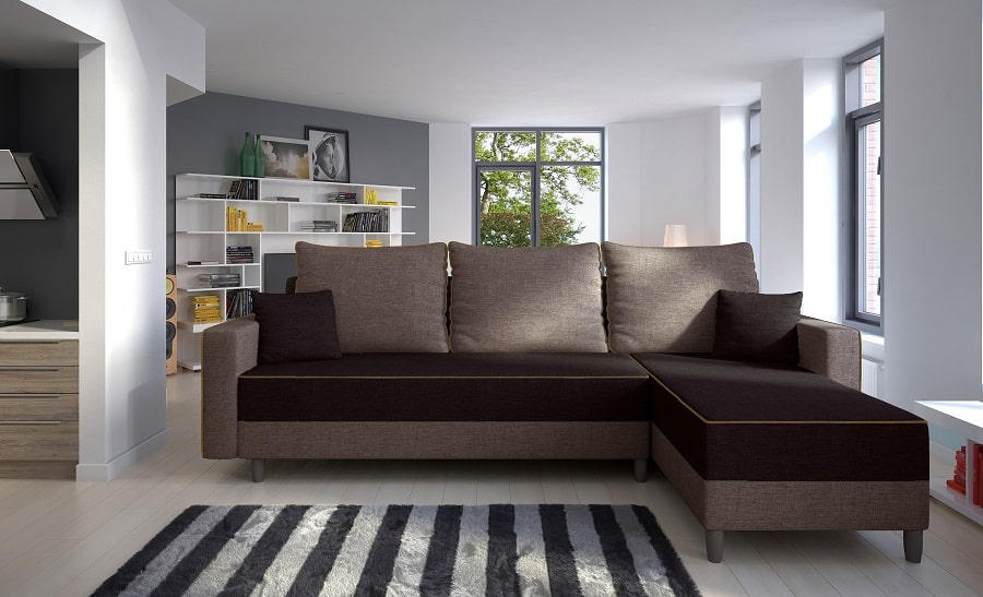 Rohová sedačka RICO, světle hnědá/tmavě hnědá