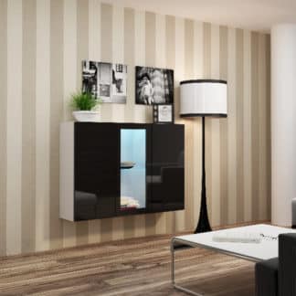 Komoda VIGO, bílá/černý lesk