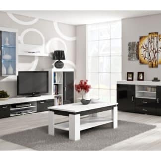 Obývací stěna MAMBA, bílá/černý lesk