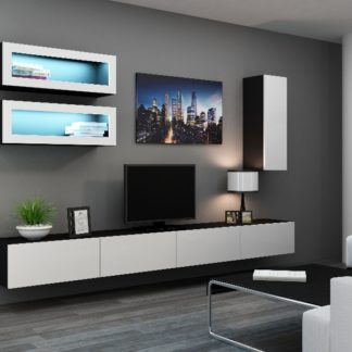 Obývací stěna VIGO 11, černá/bílý lesk