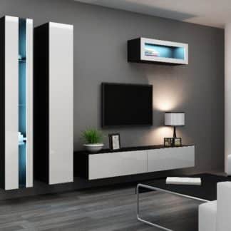 Obývací stěna VIGO NEW 2, černá/bílý lesk