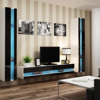 Obývací stěna VIGO NEW 3, bílá/černý lesk