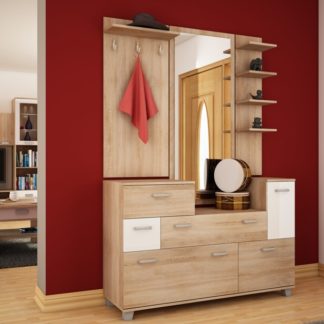 Předsíň GRAND, dub sonoma sv./bílý lesk