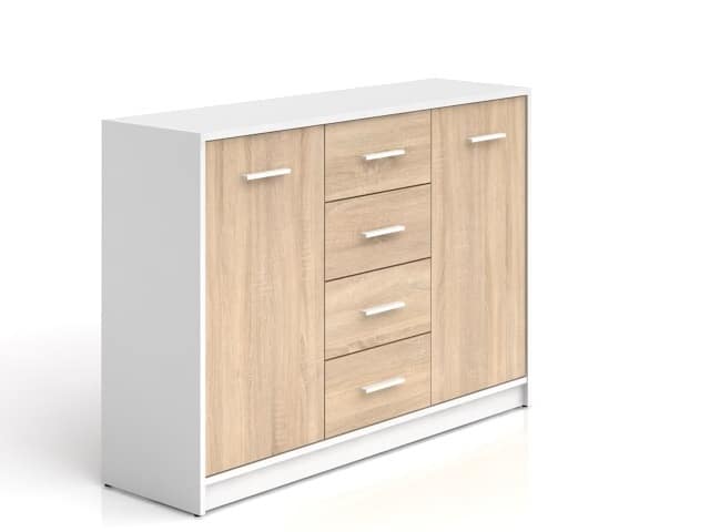 NEPO, komoda KOM2D4S, bílá/dub sonoma