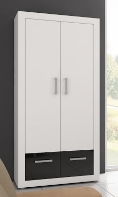 VIKI, skříň 05, bílá/černý lesk