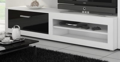 VIKI, televizní stolek 04, bílá/černý lesk
