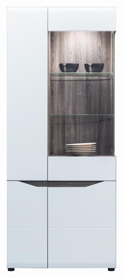 LI 7 - Vitrína LIONEL LI 7, dub sonoma truflový/bílý lesk