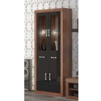 VERIN/18, regál 2DSW, švestka wallis/černý lesk