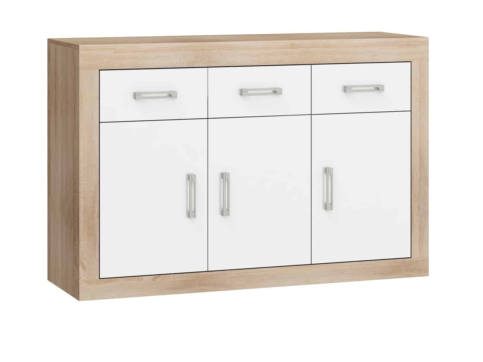 VERIN/10, komoda 3D3S, dub sonoma/bílý lesk