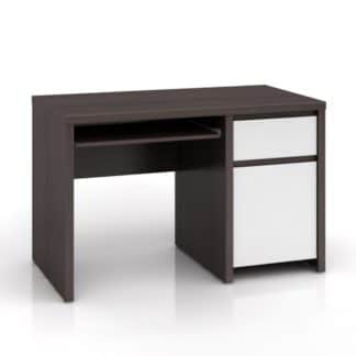 Elegantní PC stůl KASPIAN, BIU1D1S/120, bílý vysoký lesk
