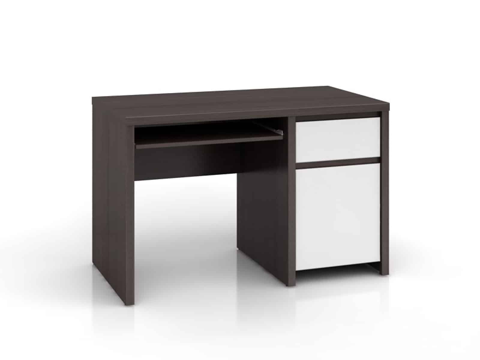 Elegantní PC stůl KASPIAN, BIU1D1S/120, bílý vysoký lesk