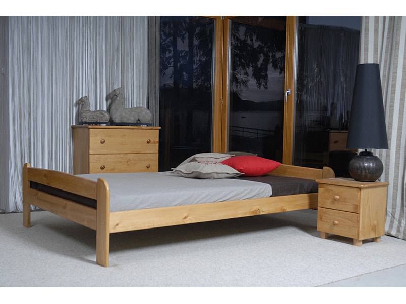 Postel ANIA 160x200 cm s roštem, masiv borovice/moření olše