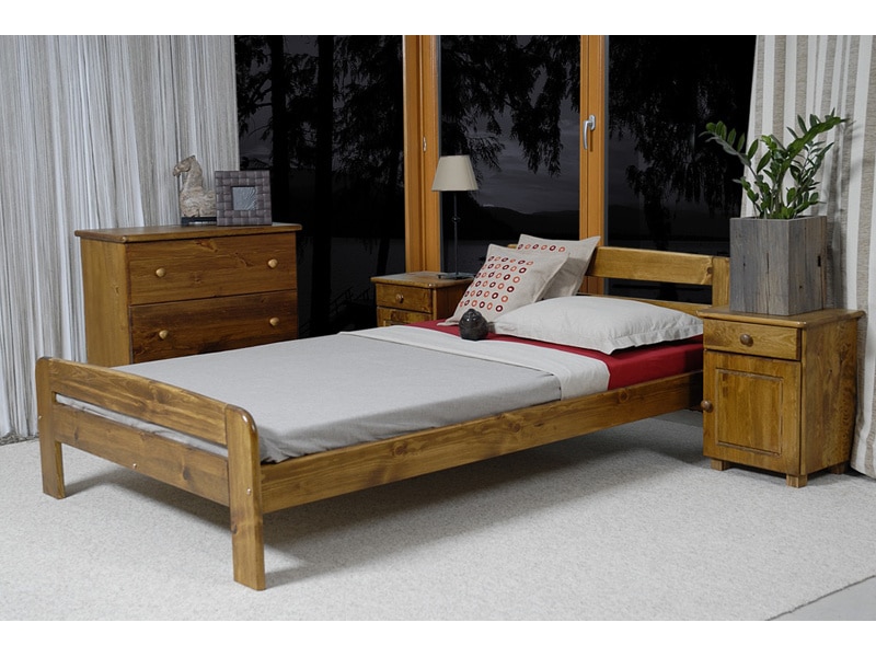 Postel KLAUDIA 160x200 cm s roštem, masiv borovice/moření dub