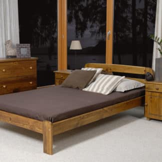 Postel SARA 120x200 cm s roštem, masiv borovice/moření dub