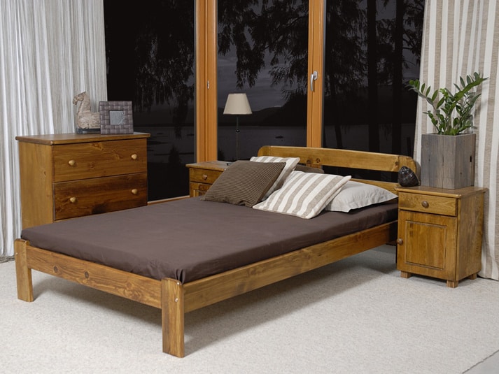 Postel SARA 120x200 cm s roštem, masiv borovice/moření dub